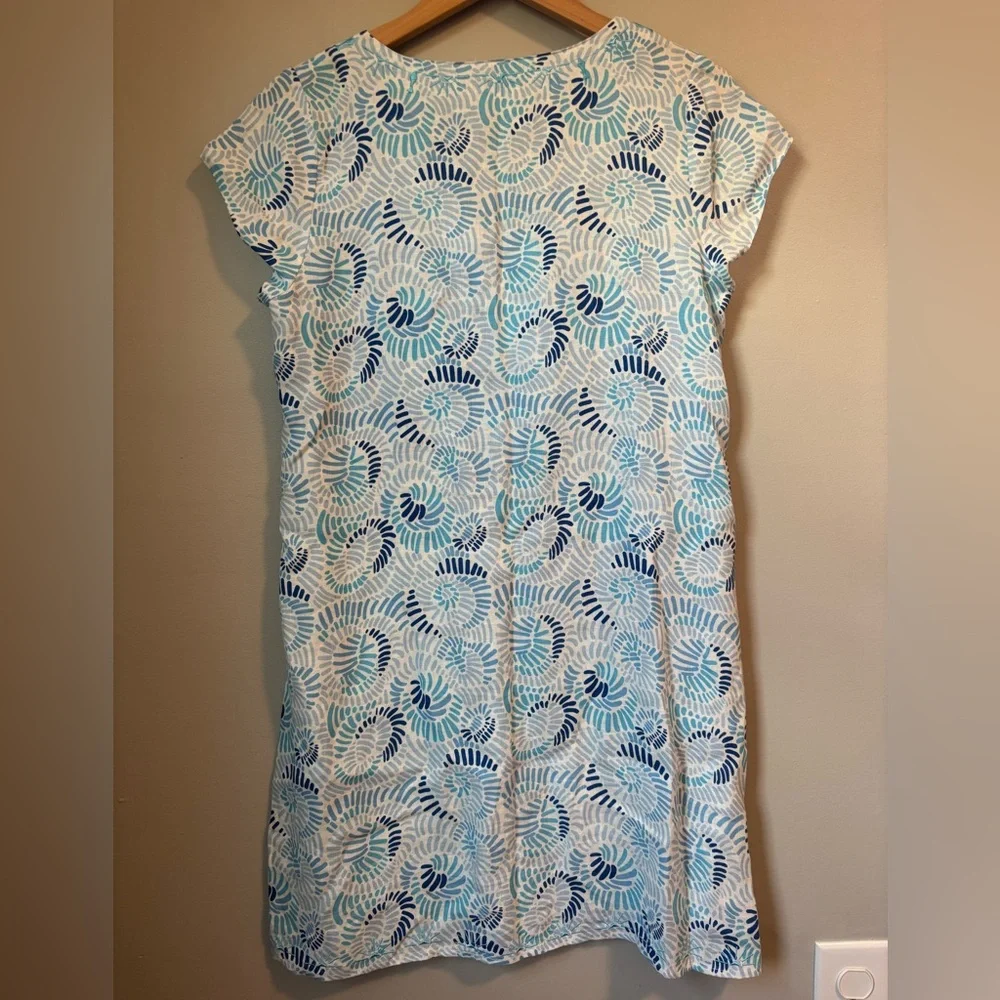 HIHO Blue and White Patterned & Embroidered Linen Dress - Picture 6 of 6